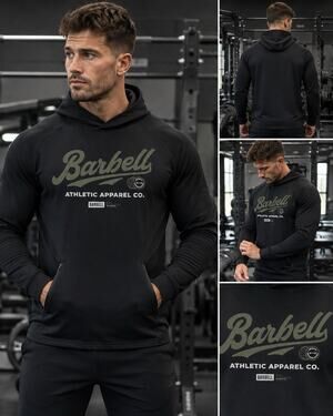 Barbell Apparel Stealth Hoodie Mens S Black Pullover Performance Graphic Logo